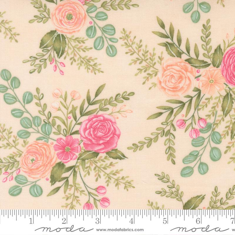 Kindness Rose Garden Florals Peach Multi Deb Strain Moda Fabrics Cotton Fabric MD-56150-12