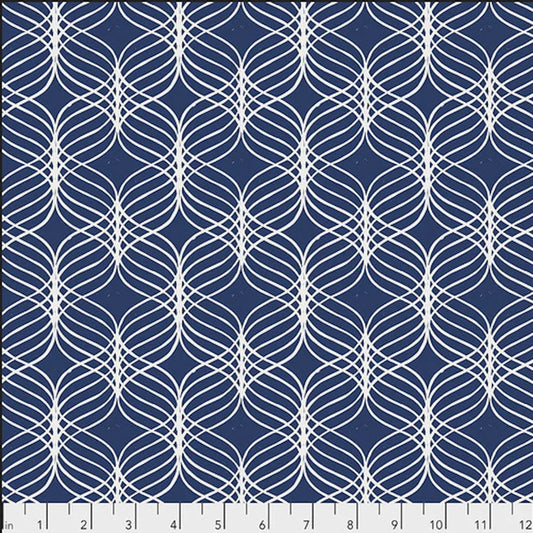 Kismet Ribbon Geo Indigo Blue Valori Wells Free Spirit Fabrics Cotton Fabric