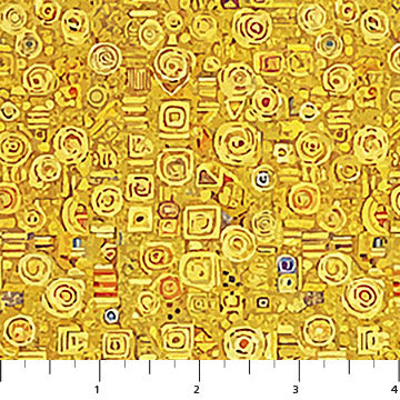 Klimty Cats Bejeweled Golden Yellow Patrick Lose Northcott Cotton Fabric NC-PL-10785-54