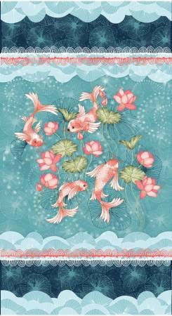 Koi Garden Koi Fish Panel 24" Multi Studio E Cotton Fabric SE-6033P-72 | US Fabric Shop