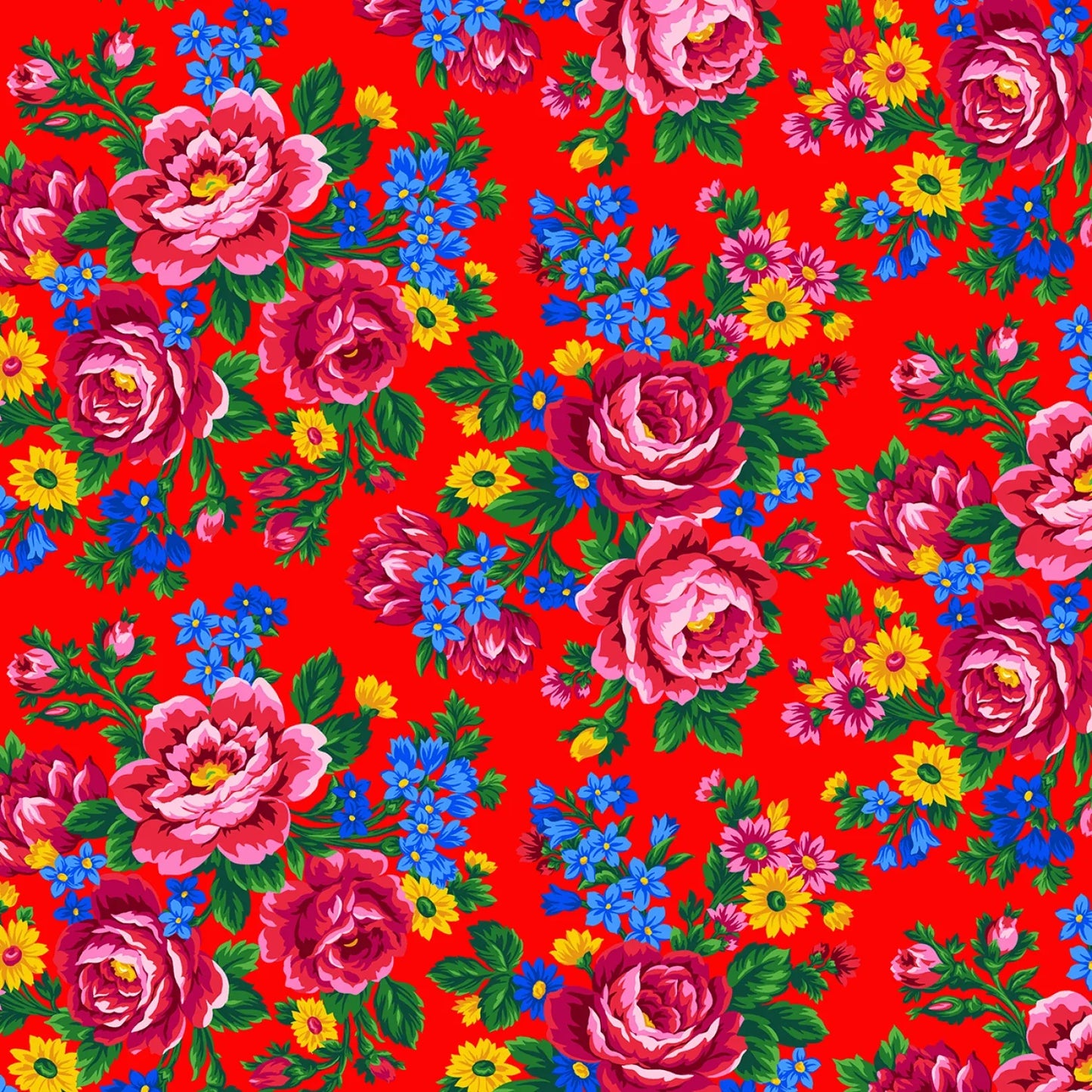 Kokum Scarf Floral Red Elizabeth's Studio Cotton Fabric ES-677-RED