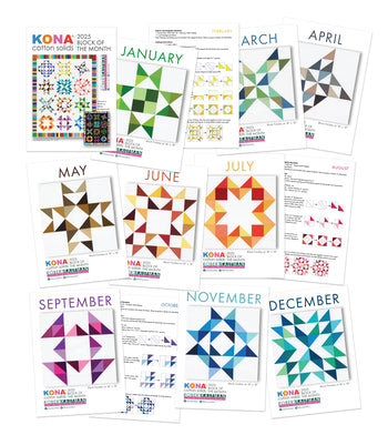 Kona 2025 Block of the Month Pattern Card Set Robert Kaufman RK-Kona2025BOMPC