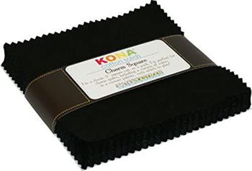 Kona Black Solid 5” Squares Robert Kaufman Cotton fabric Kona-CHS-124-42