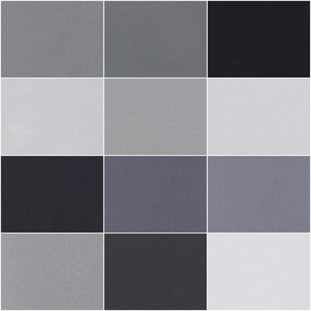 Kona Stormy Skies Palette Fat Quarter Bundle 18"x21" 12pcs Robert Kaufman Cotton Fabric Kona-FQ-1373-12 | US Fabric Shop