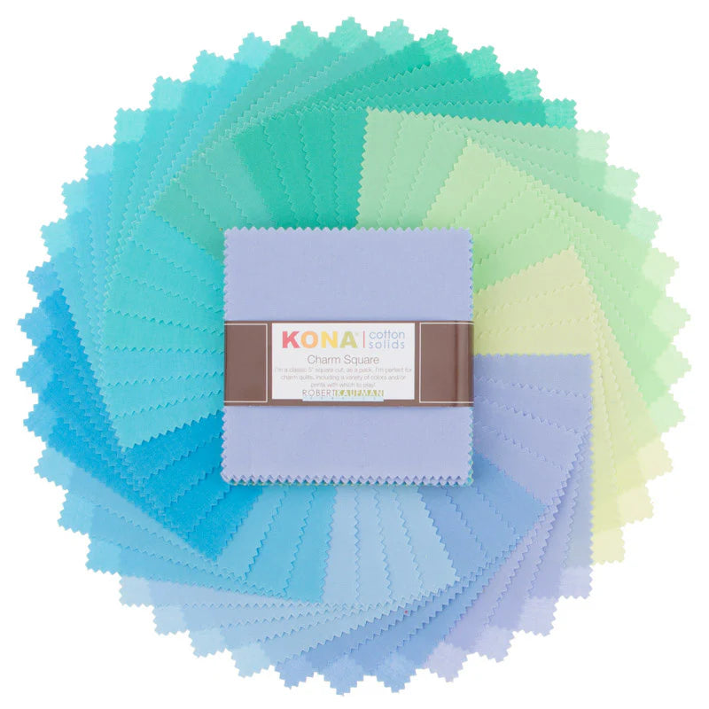 Kona Cotton Mermaid Shores Palette 5” Squares 42 pcs Robert Kaufman Cotton Fabric Kona-CHS-726-42