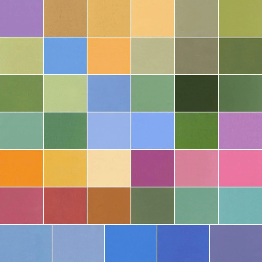 Kona Cotton Solids New Dusty Palette 2.5" Strips Jelly Roll 41 pcs Robert Kaufman Cotton Fabric Kona-RU-229-41