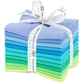 Kona Cotton Mermaid Shores Palette Fat Quarter Bundle 18"x21" 12pcs Robert Kaufman Cotton Fabric