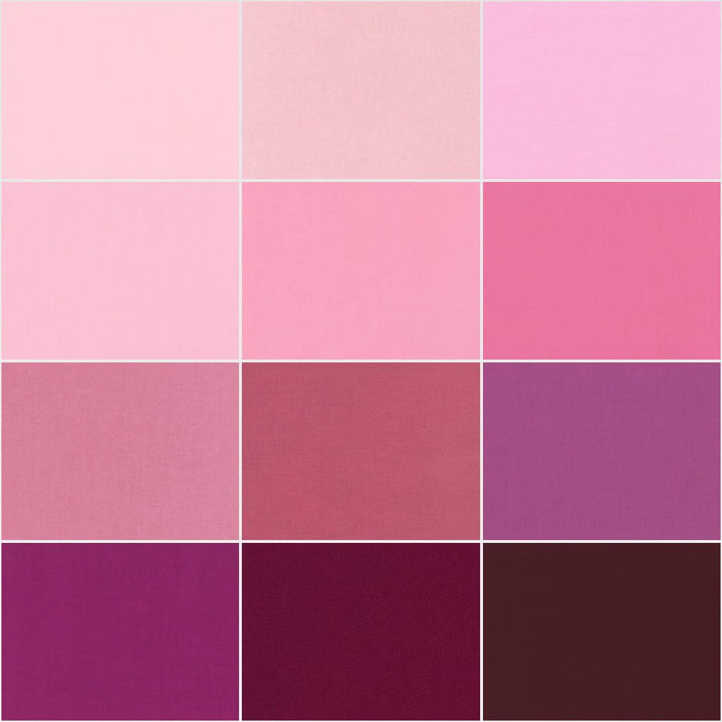 Kona Powder Room Pink Palette 2.5" Strips 40pcs Robert Kaufman Cotton Fabric Kona-RU-435-40