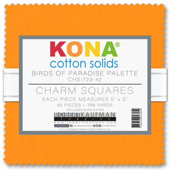 Kona Birds of Paradise Palette 5" Squares 42pcs Robert Kaufman Cotton Fabric RK-CHS-723-42
