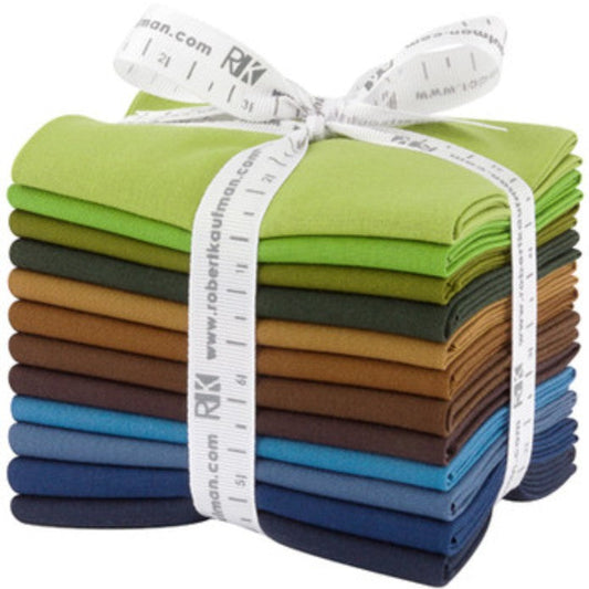 Kona Cotton Adventure Palette Fat Quarter Bundle 18" x 21" 12pcs Robert Kaufman Cotton Fabrics RK-FQ-1380-12