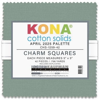 Kona Cotton April 2025 Palette 5” Squares 42 pcs Robert Kaufman Cotton Fabric Kona-CHS-1259-42