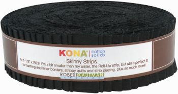 Kona Cotton Black 1.5" Skinny Strips 40pcs Robert Kaufman Cotton Fabric RK-SS-101-40
