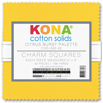 Kona Cotton Citrus Burst Palette 5" Squares 42pcs Robert Kaufman Cotton Fabric RK-CHS-342-42
