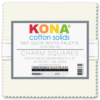 Kona Cotton Not Quite White Palette 5” Squares 42 pcs Robert Kaufman Cotton Fabric Kona-CHS-339-42