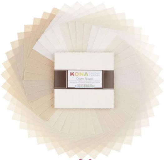 Kona Cotton Not Quite White Palette 5” Squares 42 pcs Robert Kaufman Cotton Fabric Kona-CHS-339-42