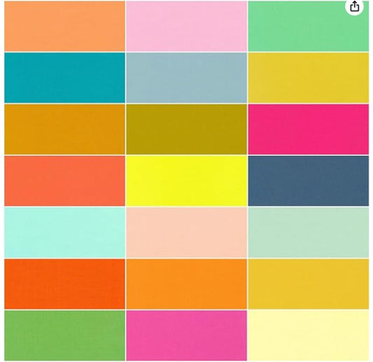 Kona Cotton Summer Days Palette 5" Squares 42pcs Robert Kaufman Cotton Fabric RK-CHS-1291-42