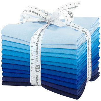 Kona Cotton Waterfall Palette Fat Quarter Bundle 18'' x 21'' 12 pcs Robert Kaufman Cotton Fabric