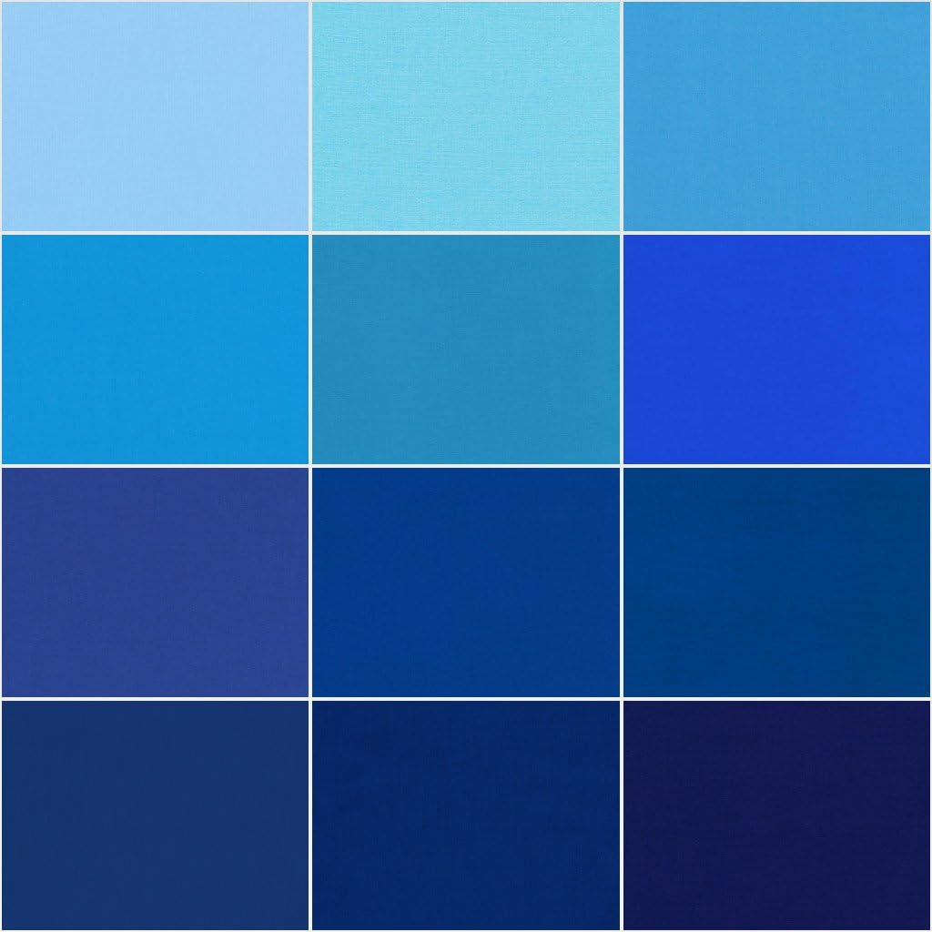 Kona Sky Gazer Blue Palette 2.5" Strips 40pcs Jelly Roll Robert Kaufman Cotton Fabric Kona-RU-440-40