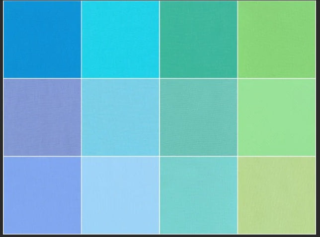 Kona Cotton Mermaid Shores 10" Squares 42pcs designed by Robert Kaufman 100% Cotton Fabrics RK-TEN-650-42