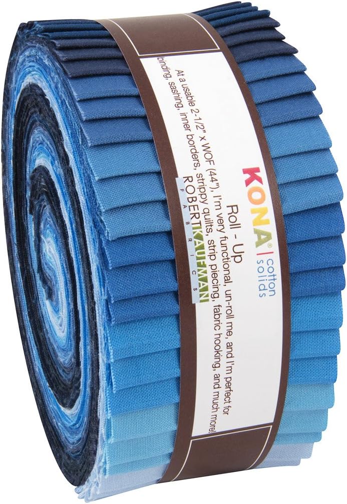 Kona Solids Dusk to Dawn Blue Palette 2.5'' Strips Jelly Roll Robert Kaufman Cotton Fabric Kona-RU-446-40