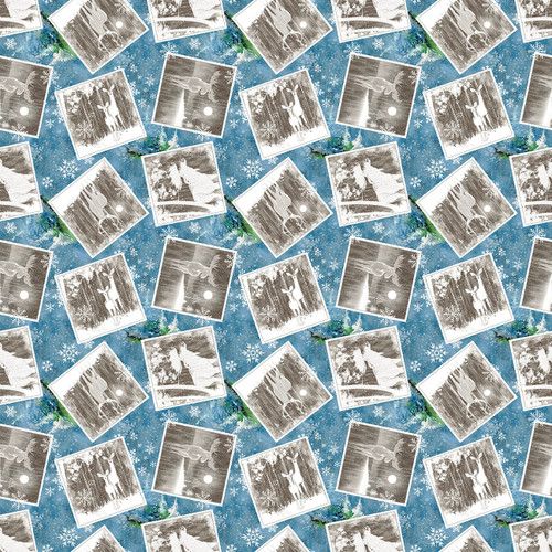 Cold Winter Morning Patch Toss Blue Kathleen Francour Studio E Cotton Fabric