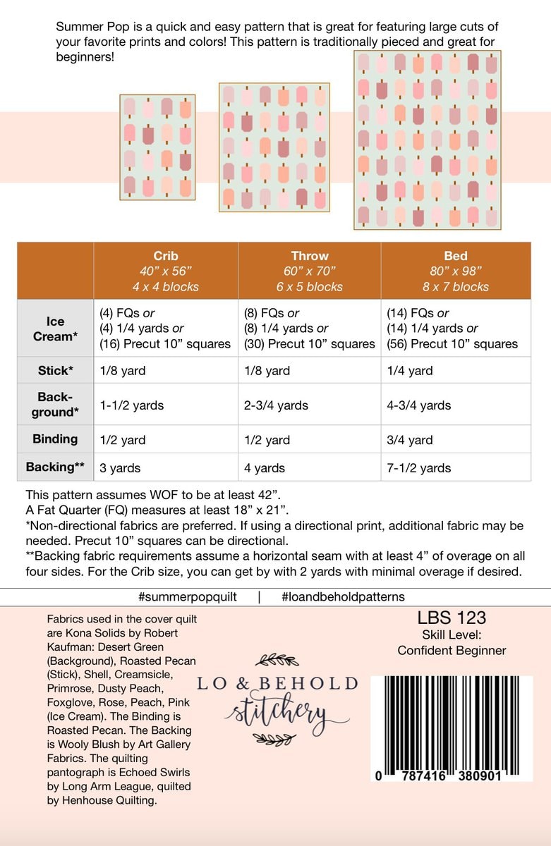 Summer Pop Quilt Pattern Brittany Lloyd Lo & Behold Stitchery LBS-123