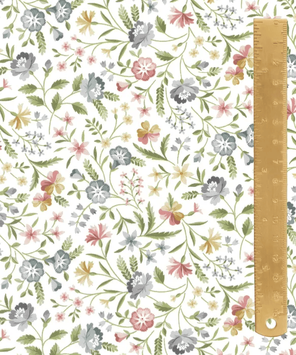SS26 Floral Rebellion Robyn Emily Floral White Gray Pink Liberty Fabrics Cotton Tana Lawn Fabric LF-036361008-A | US Fabric Shop