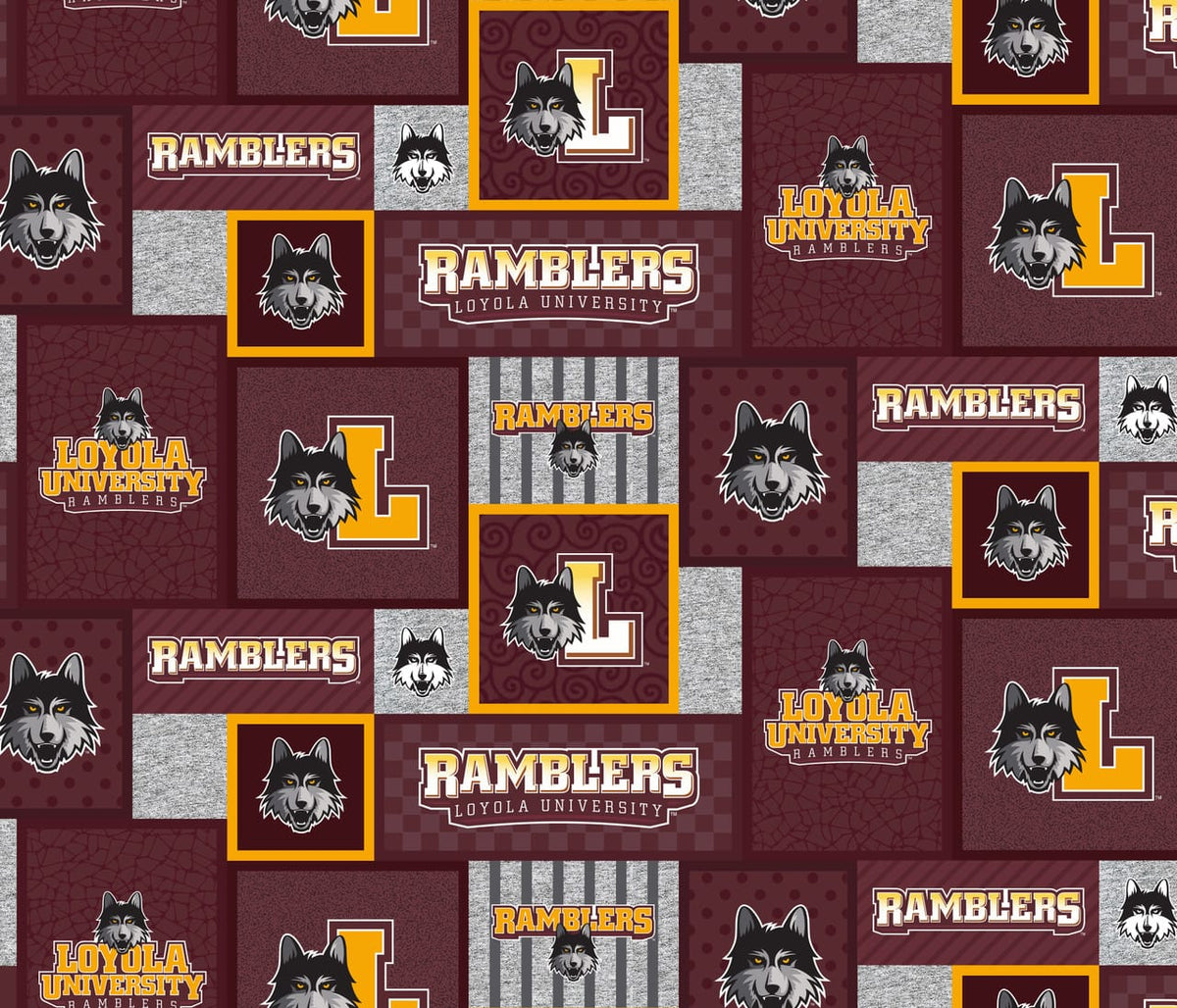 Loyola Chicago Ramblers NCAA College Patch Sykel Enterprises Polyester FLEECE Fabric LOY-1177 | US Fabric Shop