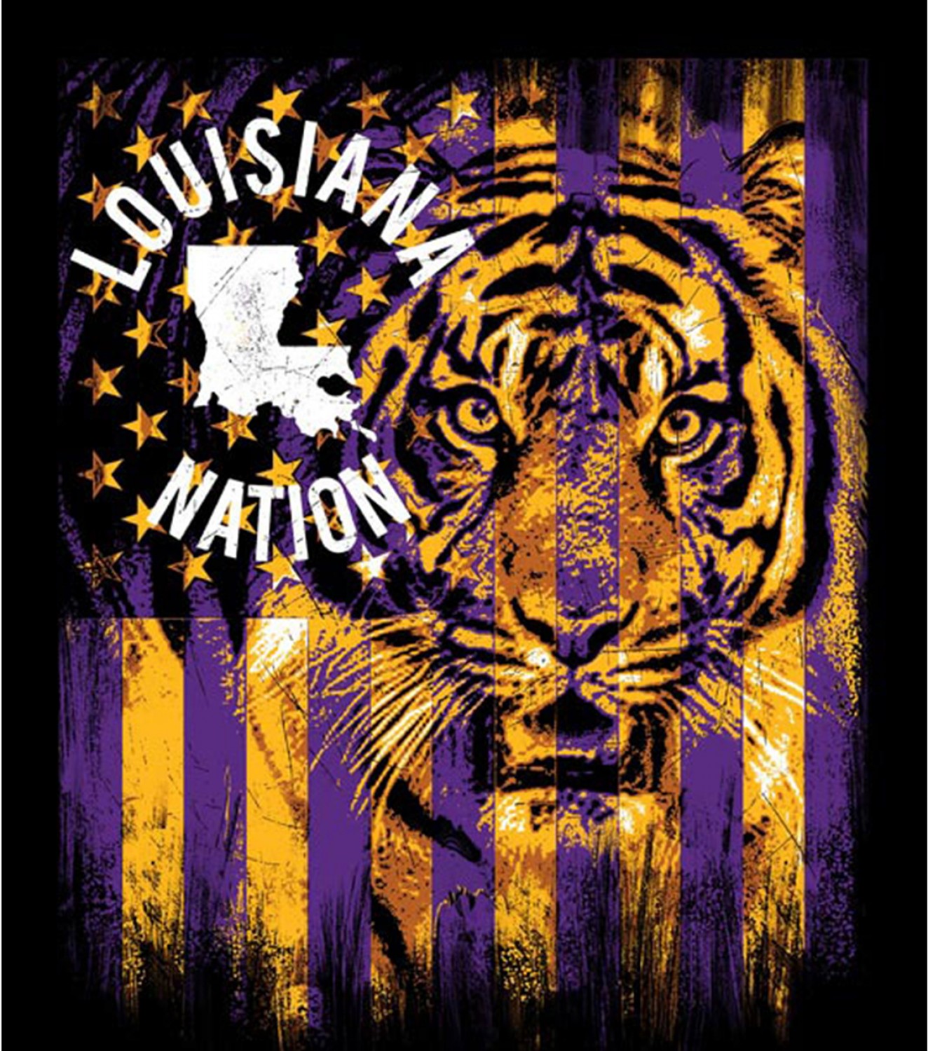 Louisiana State Tigers NCAA College Minky Panel 48"x60" Sykel Minky Fabric LSU-1335