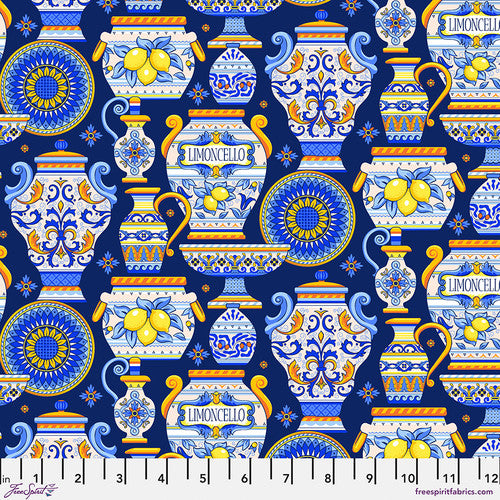 La Dolce Vita SM Majolica Navy Stacy Peterson Free Spirit Cotton Fabric FS-PWST038.XNAVY