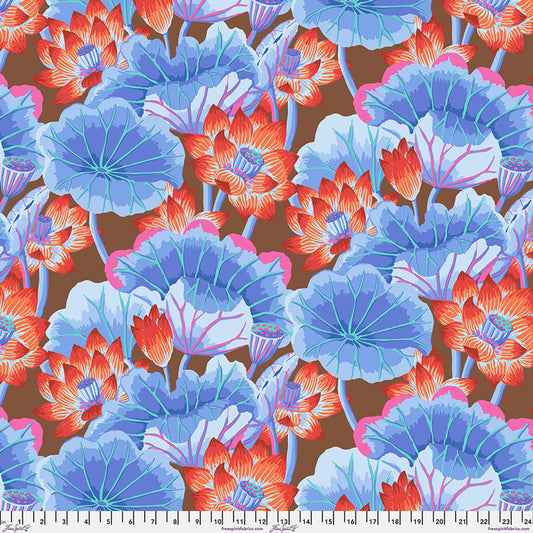 Lake Blossoms Brown August 2025 Kaffe Fassett Collective Free Spirit Cotton Fabric FS-PWGP093.BROWN