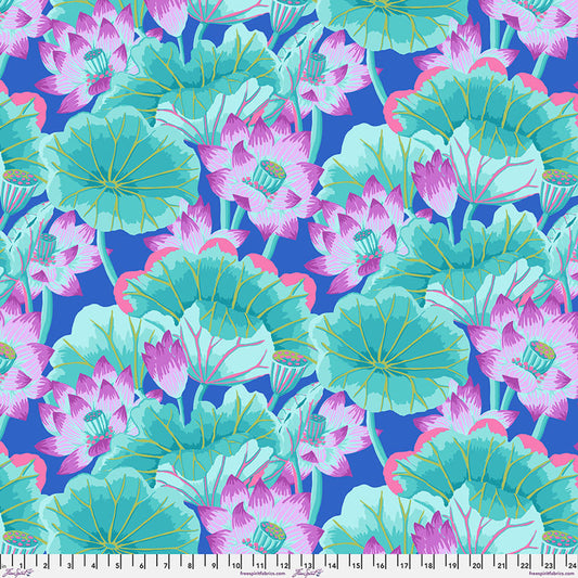 Lake Blossoms Turquoise August 2025 Kaffe Fassett Collective Free Spirit Cotton Fabric FS-PWGP093.TURQUOISE