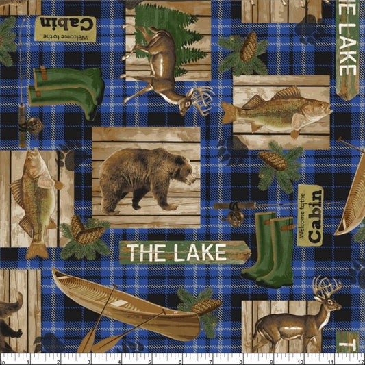 Lakehouse Cab Plaid Blue Windham Cotton Fabric WF-51907-2