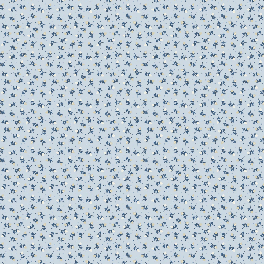 Lakeland Blues Rosebud Toss Medium Samantha Walker Poppie Cotton Cotton Fabric POC-LB25818 | US Fabric Shop