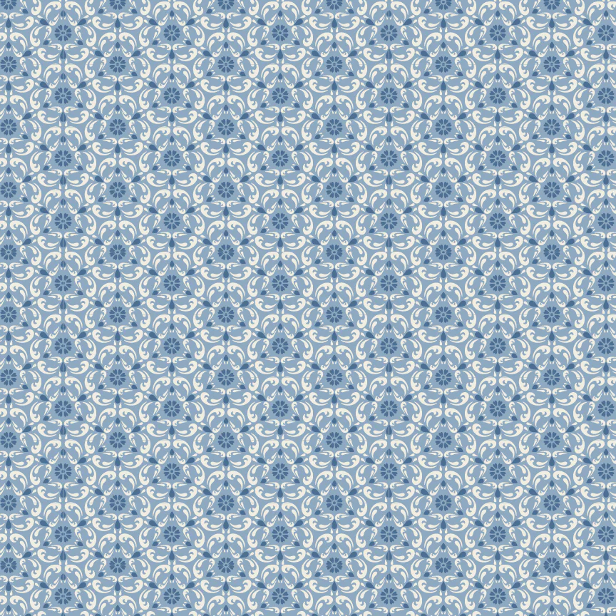 Lakeland Blues Tri-damask Medium Light Samantha Walker Poppie Cotton Cotton Fabric POC-LB25812