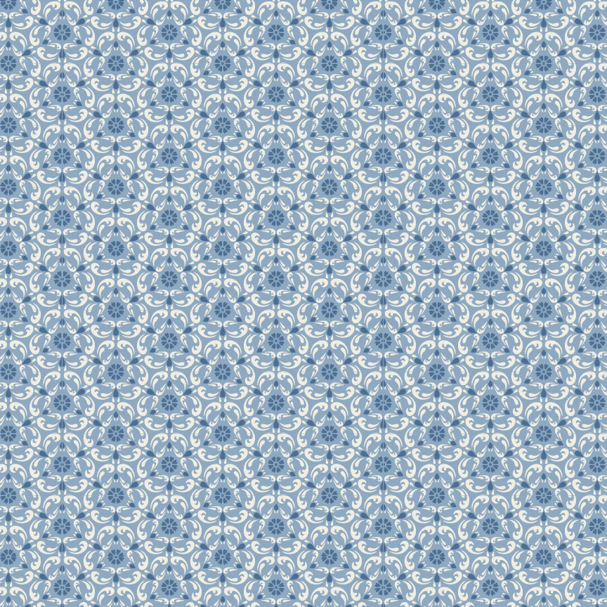 Lakeland Blues Tri-damask Medium Light Samantha Walker Poppie Cotton Cotton Fabric POC-LB25812 | US Fabric Shop