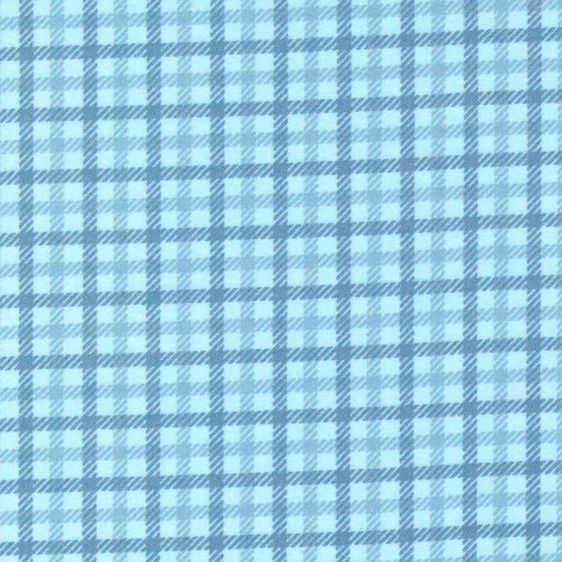 Lakeside Gatherings Double Houndstooth Checks and Plaids Mist Blue Primitive Gathering Moda FLANNEL Fabric MD-49221-12F