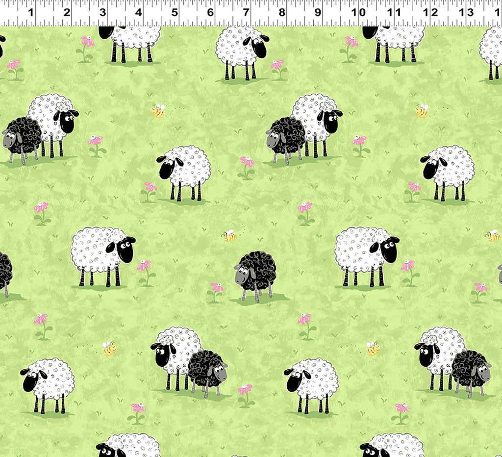 Lal the Lamb Sheep Meadow Medium Green Susybee Clothworks Cotton Fabric CLT-SB20049-830