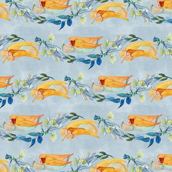 Lamb of God Angel Stripes Blue Paintbrush Studios Cotton Fabric PBS-120-26469