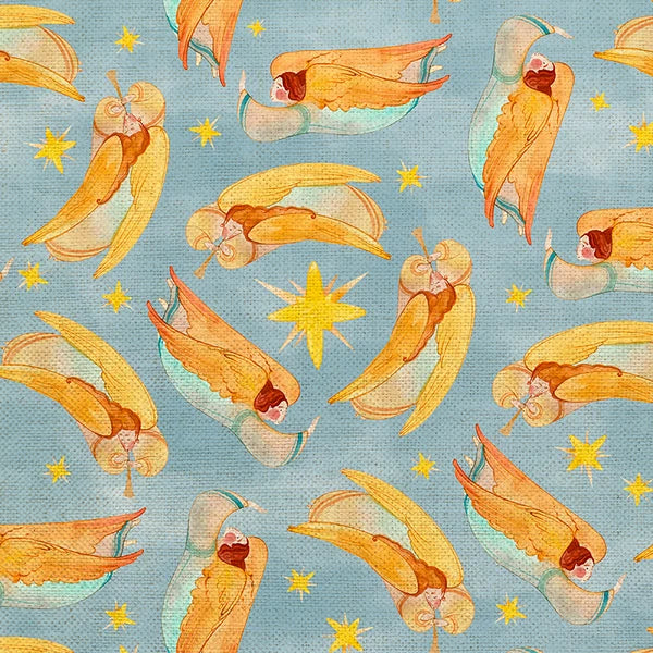 Lamb of God Angel Toss Blue Paintbrush Studios Cotton Fabric PBS-120-26467
