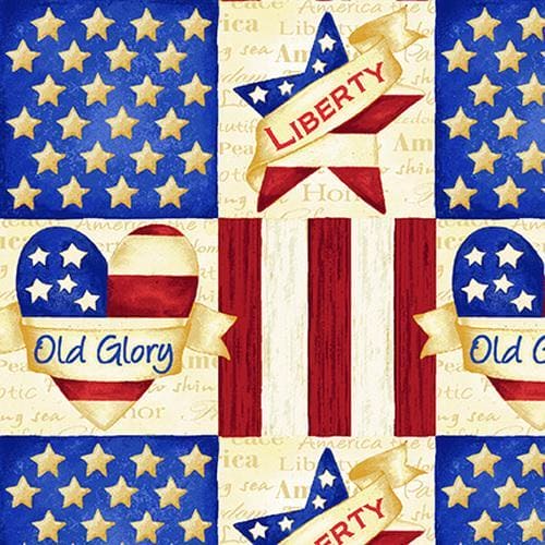 Land of Free Small Blocks Multi Jane Alison Henry Glass Cotton Fabric HG-1828-87