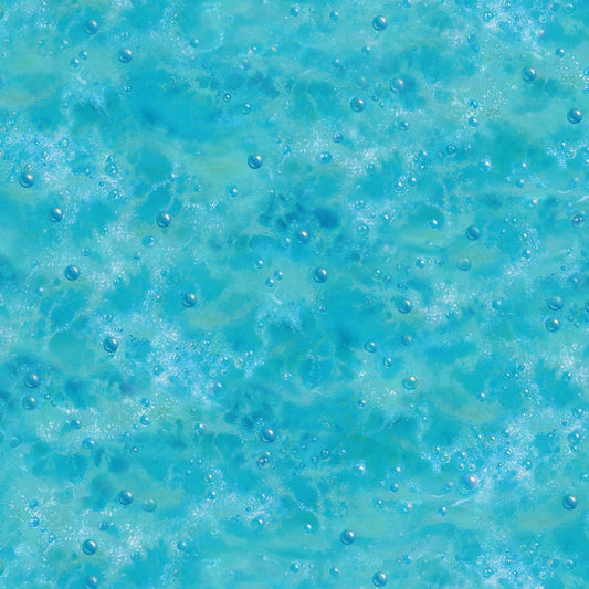 Landscape Medley Ocean Water Bubbles Turquoise Blue Elizabeth's Studio Cotton Fabric ES-1611-TURQUOISE