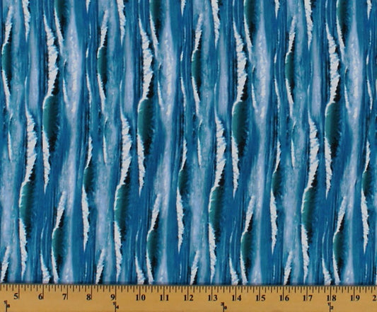 Landscape Medley Ocean Waves Blue Elizabeth's Studio Cotton Fabric ES-297 Blue