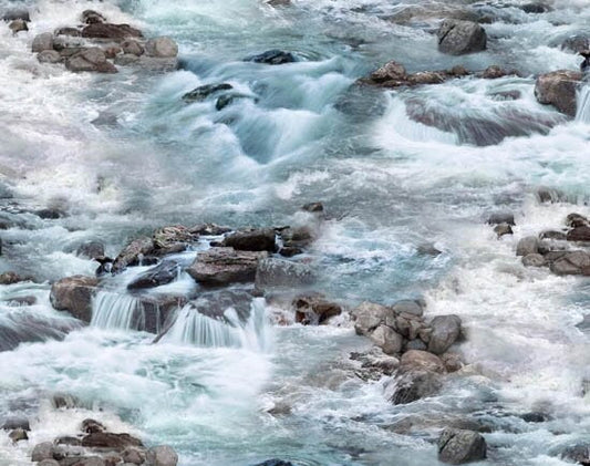 Landscape Medley Running Rapids Water Blue Elizabeth's Studio Cotton Fabric