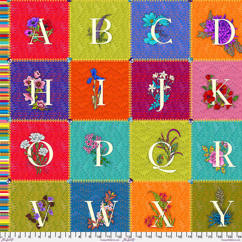 Language of Flowers Alphabet Panel 36" Odile Bailloeul Free Spirit Cotton Fabric FS-PWOB097.PANEL