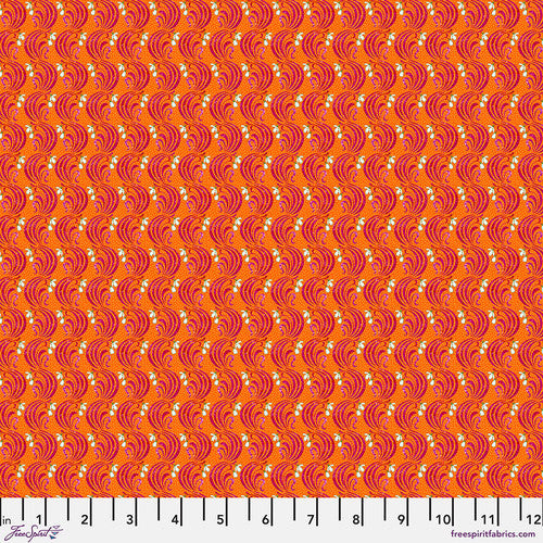 Language of Flowers January Orange Odile Bailloeul Free Spirit Cotton Fabric FS-PWOB110.ORANGE