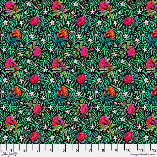Language of Flowers SM Victorian Noir Odile Bailloeul Free Spirit Cotton Fabric FS-PWOB107.NOIR