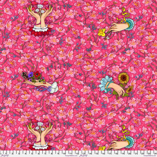 Language of Flowers Say it With Flowers Rose Pink Odile Bailloeul Free Spirit Cotton Fabric FS-PWOB098.ROSE
