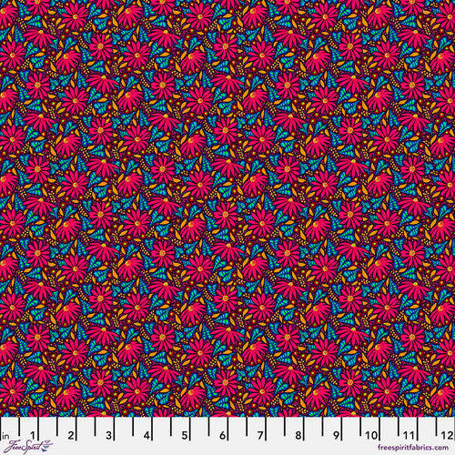 Language of Flowers Susan Rouge Odile Bailloeul Free Spirit Cotton Fabric FS-PWOB109.ROUGE