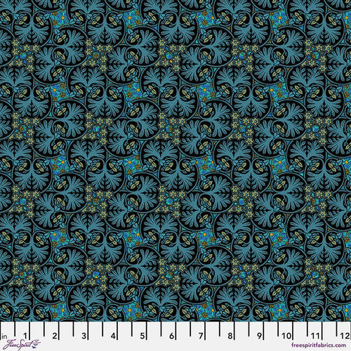 Language of Flowers William Noir Odile Bailloeul Free Spirit Cotton Fabric FS-PWOB108.NOIR